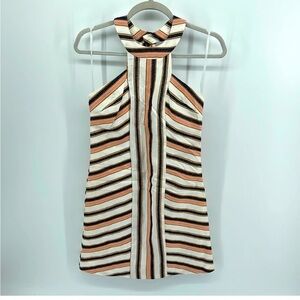 Anthropologie Hutch Orange Blue Striped High Neck Dress medium  Stripe